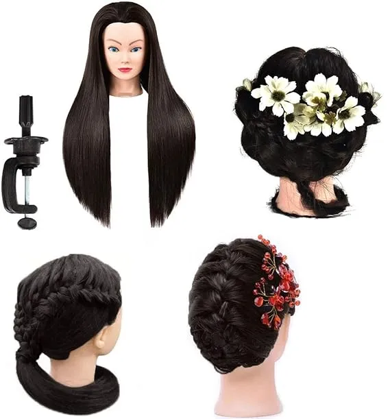 7CATS Synthetic Long Hair Mannequin Head Doll Dummy for Face Makeup and Hair